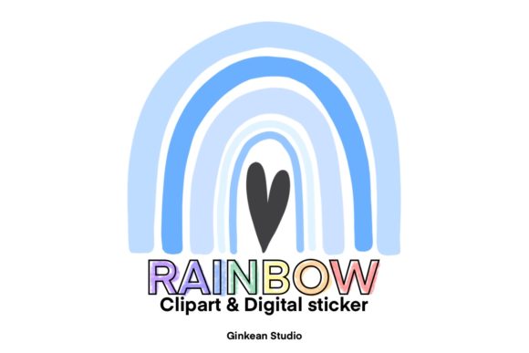 Blue Rainbow Clipart and Digital Sticker: A Versatile Design Resource for Creativity and Customization