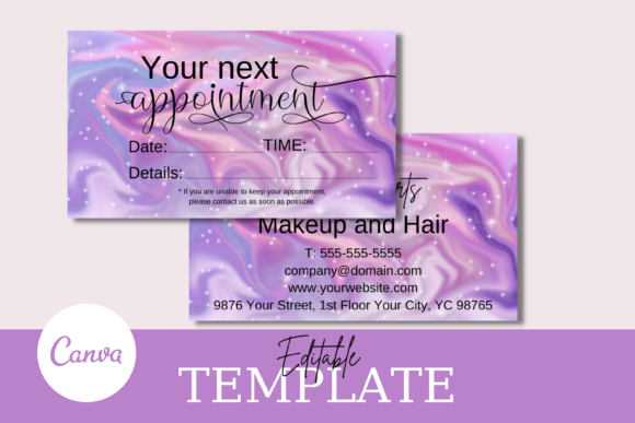 Holographic Purple Appointment Card